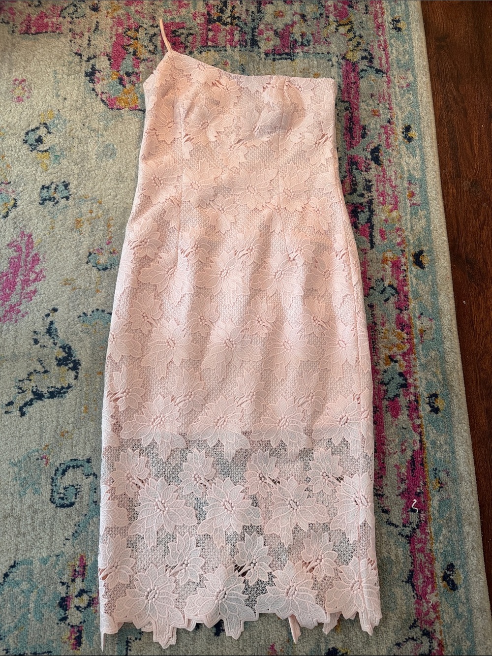 Bardot Maya Pink Lace One-Shoulder Midi Dress - Picture 3 of 7